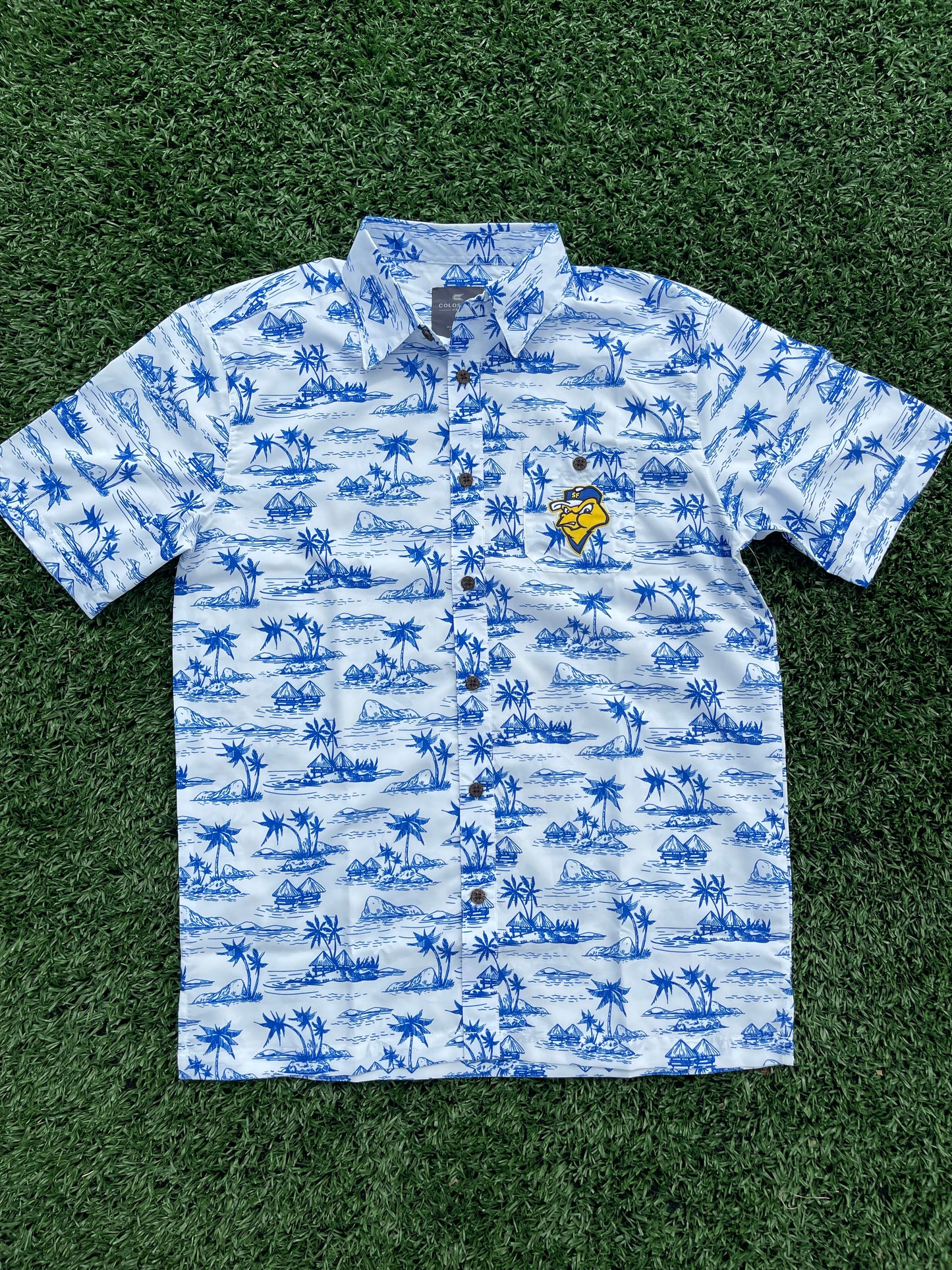 Men's White Hawaiian Button-Up