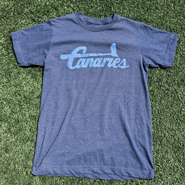 Navy Canaries Script Tee