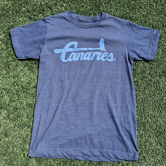 Navy Canaries Script Tee